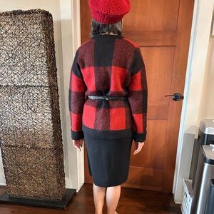 Lucky Brand Red and Black Knit Sweater